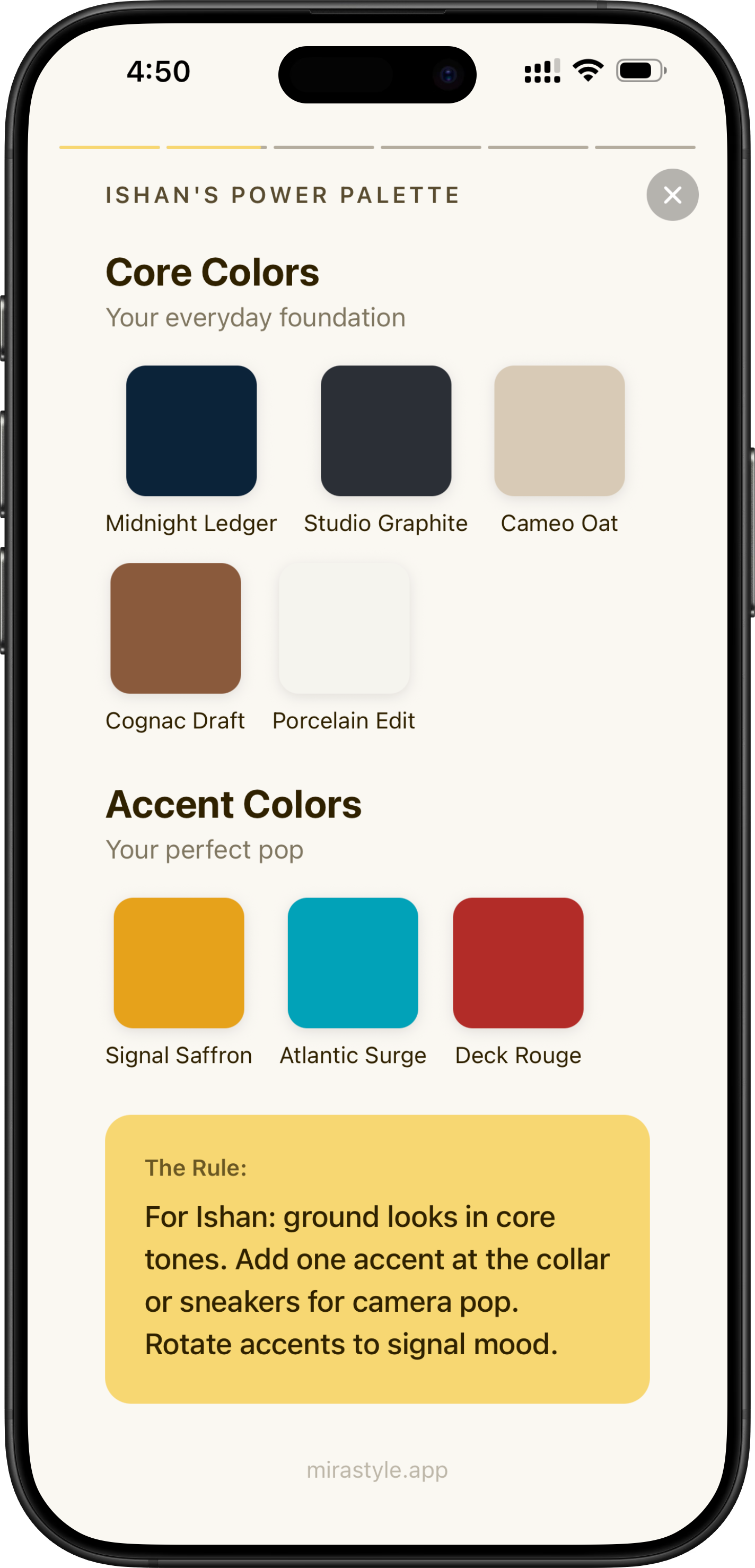 Personal color palette analysis