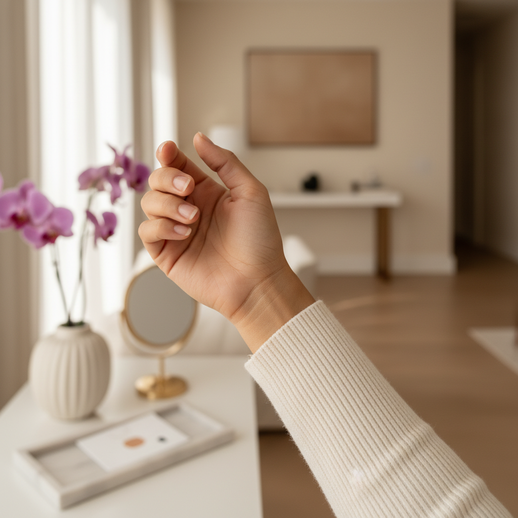 Close-up of a person’s wrist in natural light showing visible veins for an undertone test.